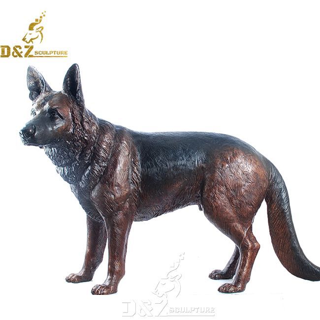 life size outdoor bronze german shepherd garden statue