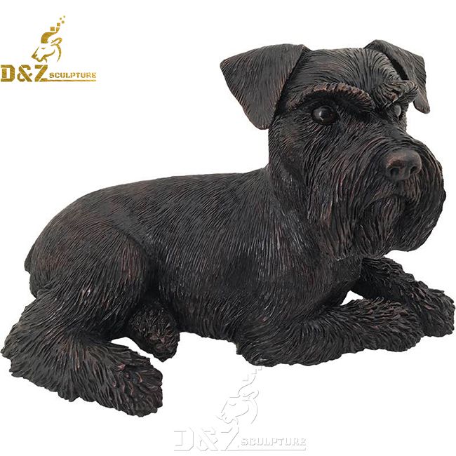 life size black bronze schnauzer garden statue