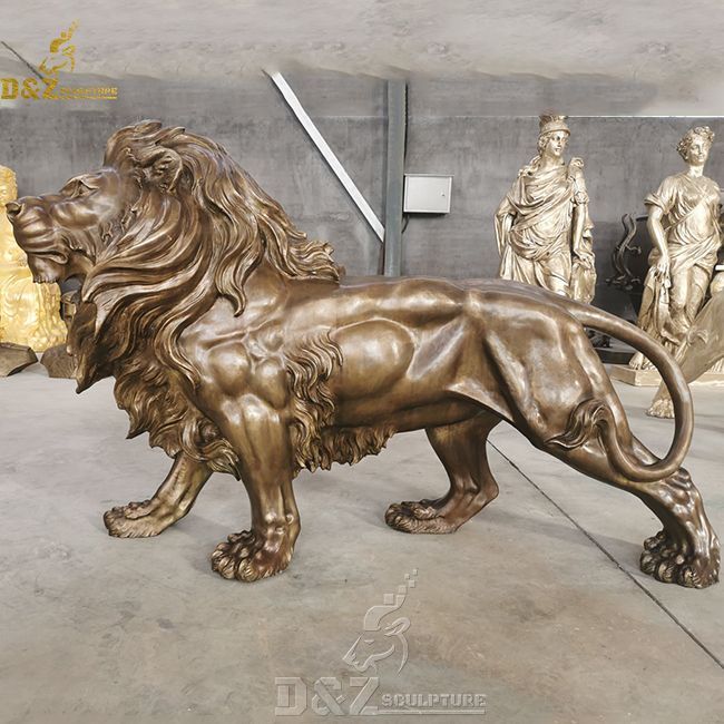 large bronze standing lion statue home decor for sale