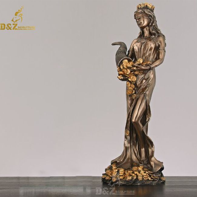 ​Blindfolded tyche lady fortuna roman goddess of luck statue