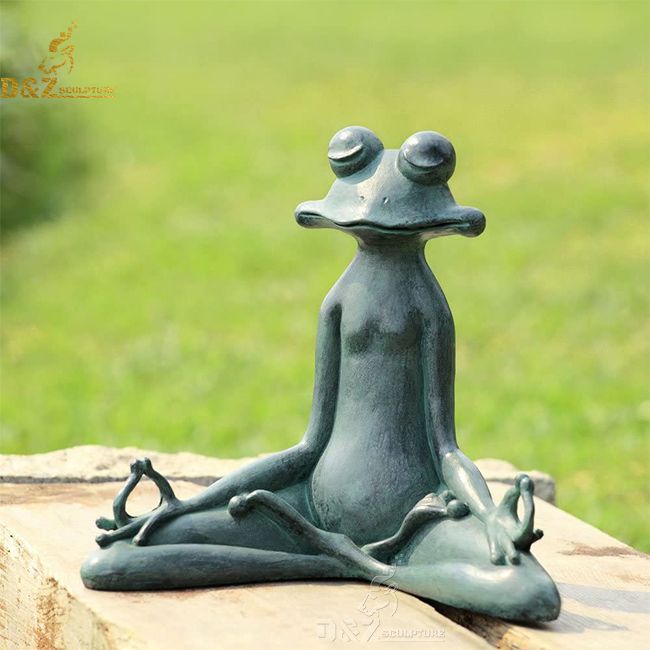 outdoor zen meditating yoga frog garden statue