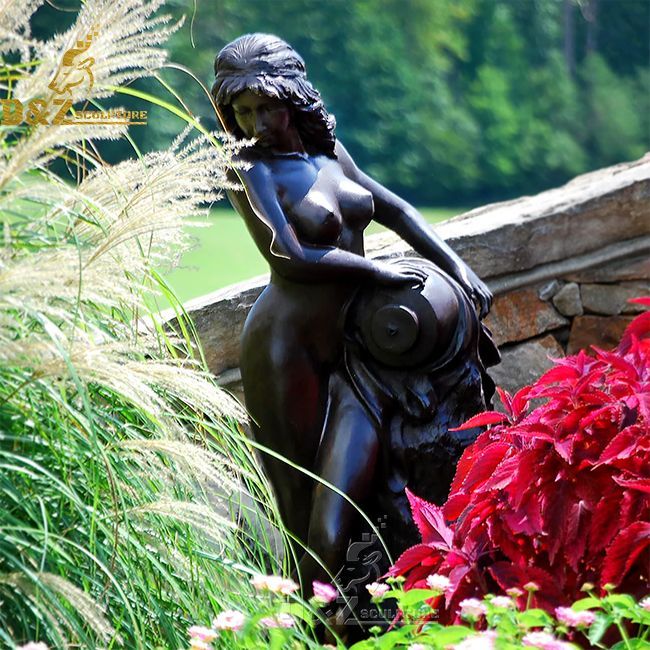 Bronze naked lady water fountain