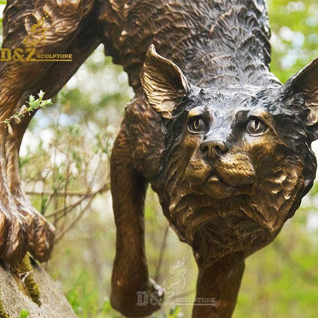 Bronze outdoor standing fox garden statue