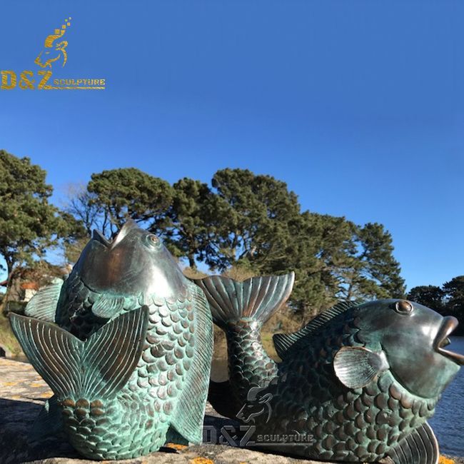 outdoor bronze koi fish garden statue