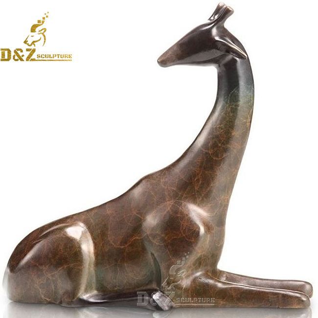 large brass sitting giraffe statue