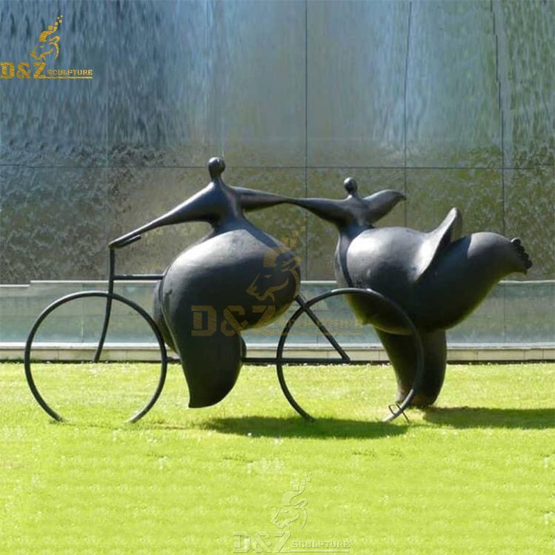 bronze two lovers cyclist sculpture