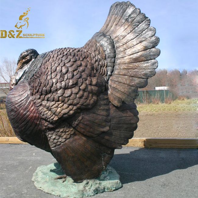 outdoor giant bronze turkey statue decor