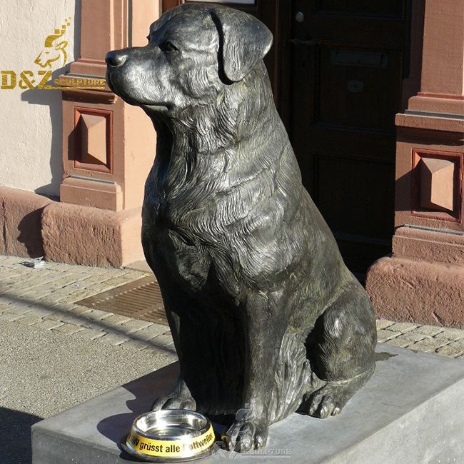 outdoor life size rottweiler garden statue