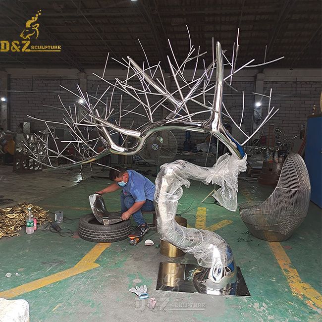 stainless steel decorative metal tree sculpture free standing
