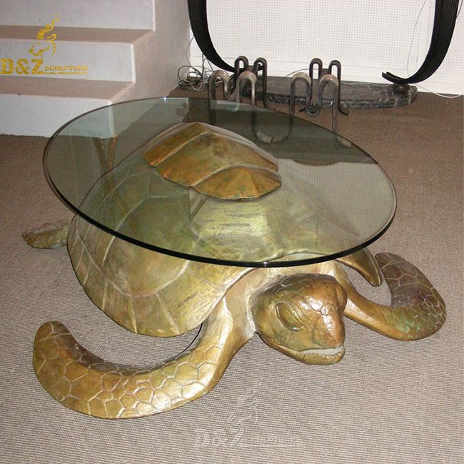 sea turtle glass coffee table
