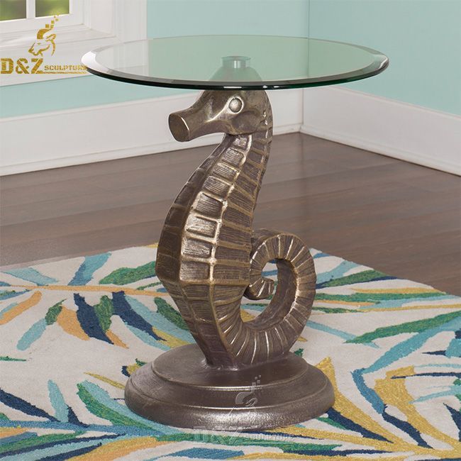 seahorse accent glass coffee table