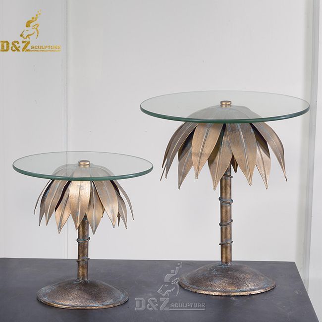 palm tree glass top table