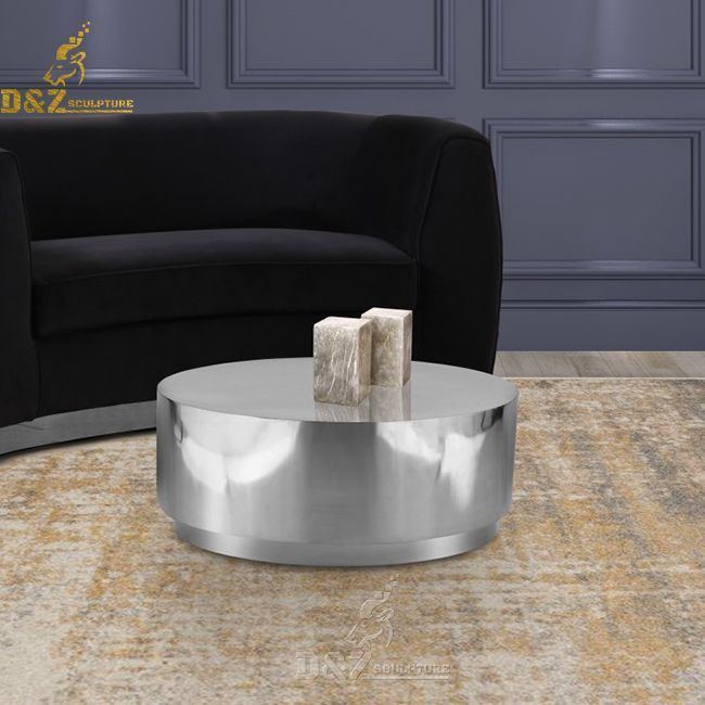silver outdoor metal drum coffee table