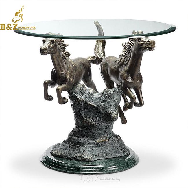 horse glass top coffee table for sale