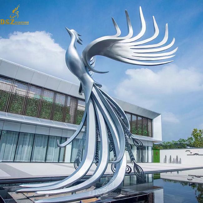 outdoor phoenix rising garden statue