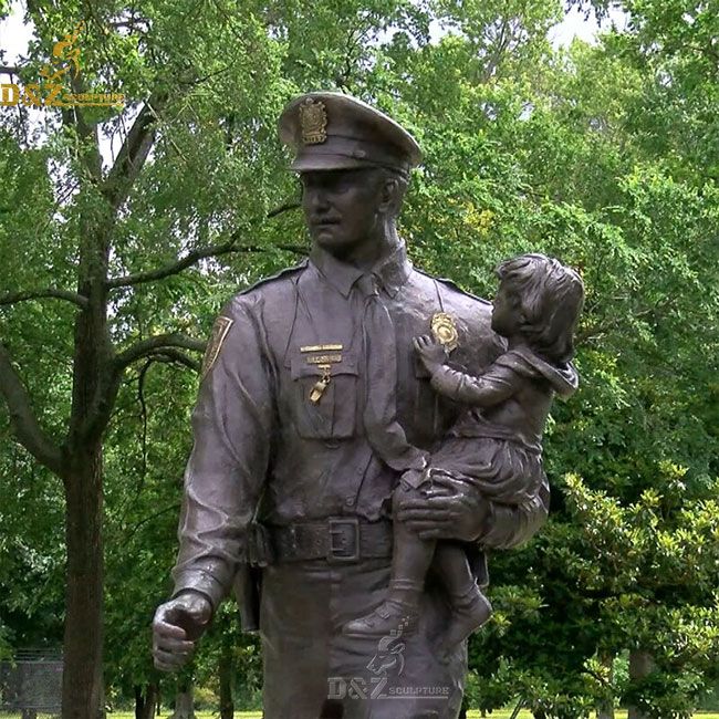 Bronze police officer memorial garden statue