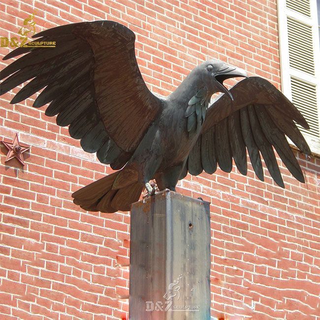 life size bronze raven garden statue for sale