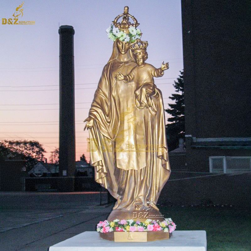 bronze madonna and child statue