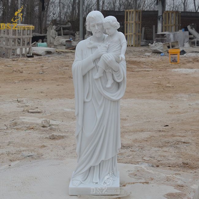 White marble St Joseph holding baby jesus statue