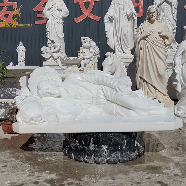 White marble sleeping st joseph statue