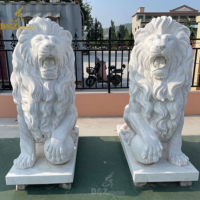 outdoor lion statue pair