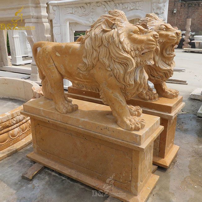 outdoor lion statue pair