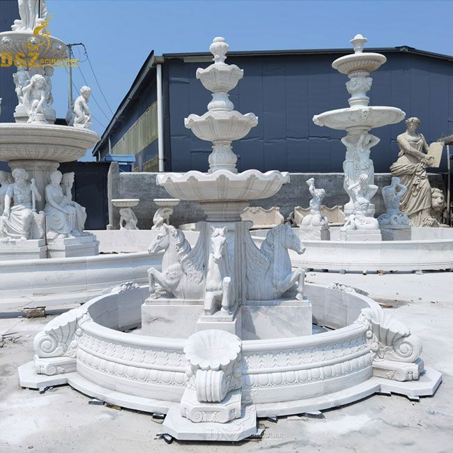 3 tier stone water fountain with horse for sale