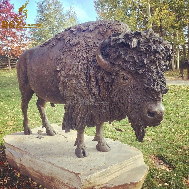 large bronze buffalo statue life size for yard