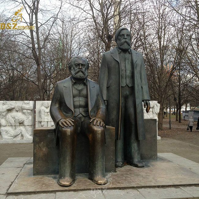 Bronze Marx and Engels statue
