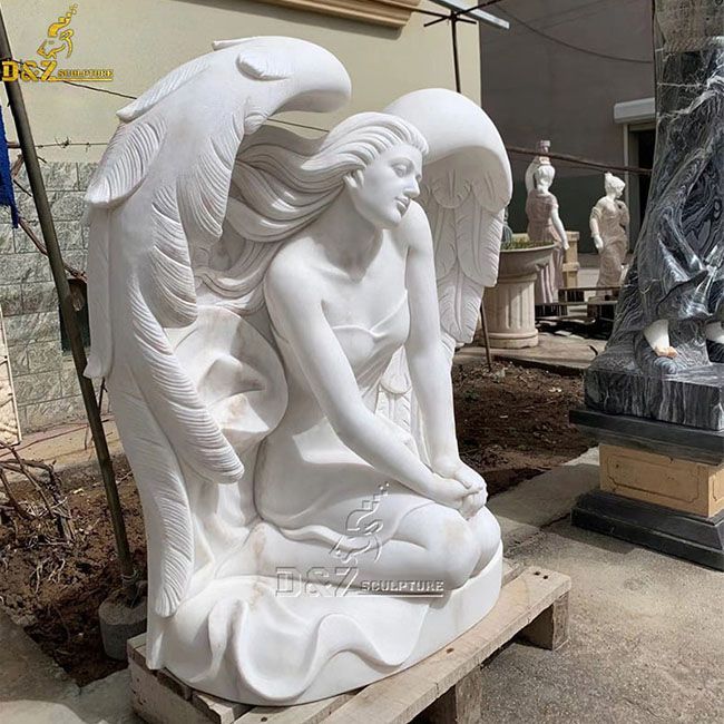 Large kneeling angel garden statue for sale