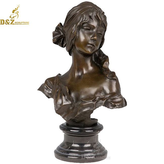 Bronze female bust sculpture decor