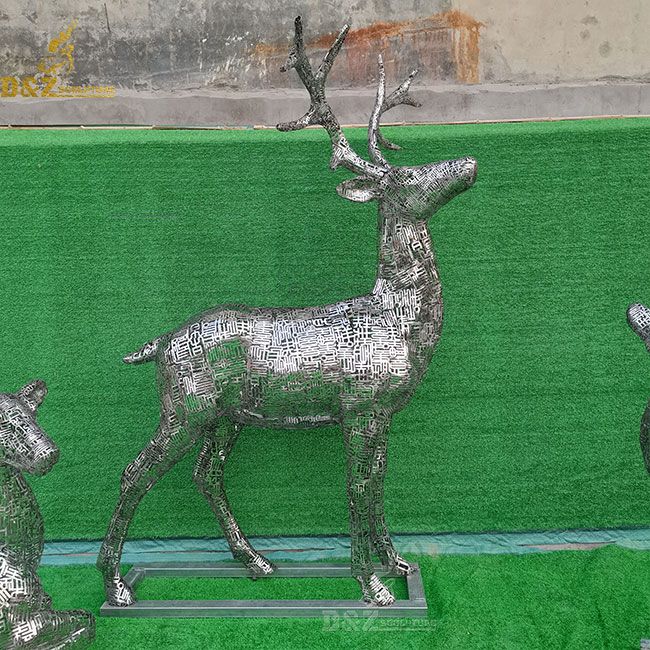 Metal hollow deer garden sculpture for sale