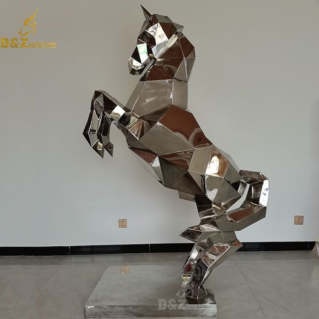 Art deco steel geometric horse sculpture for sale