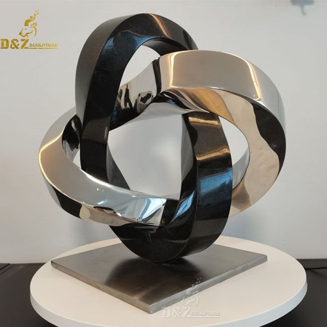 Modern decorative metal twist ring sculpture