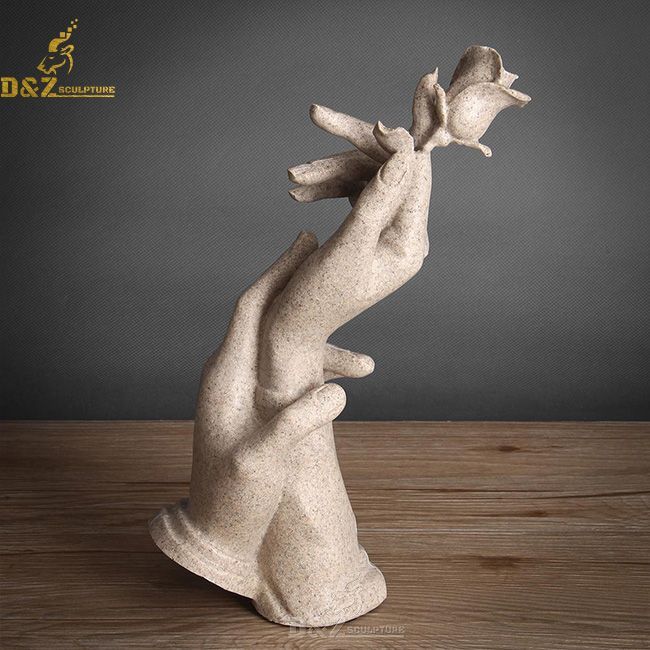 Marble hands holding rose statue home decor