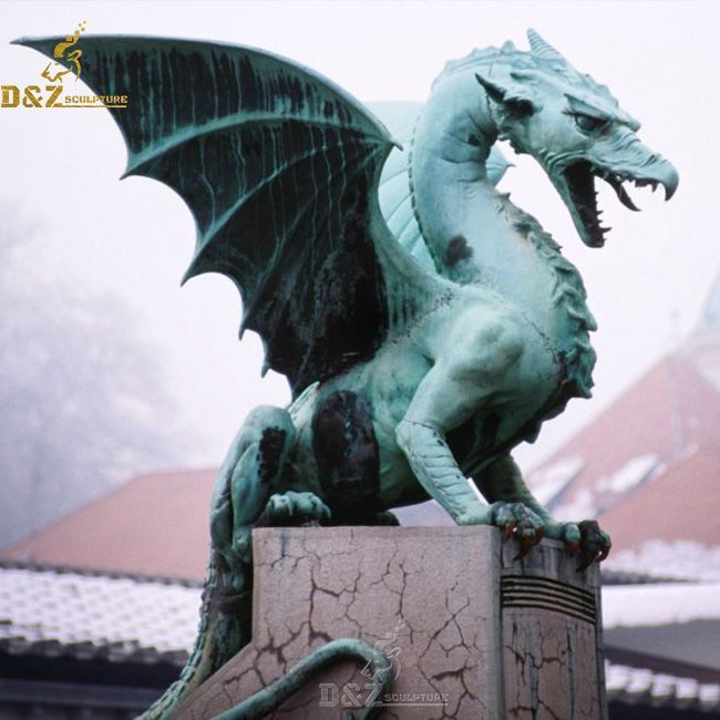 guarded by large outdoor green dragon statue