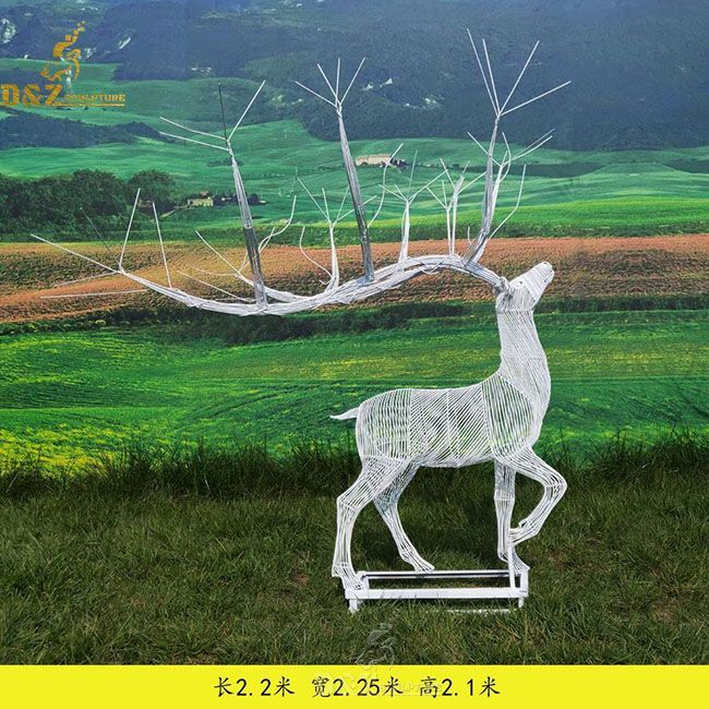 custom made life size white wire deer garden sculpture for sale