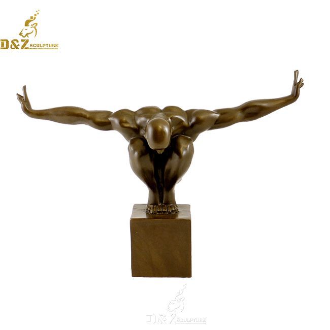 Olympic man with arms stretched out bronze statue
