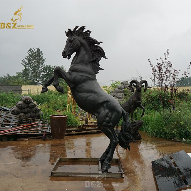 life size rearing horse on two legs statue
