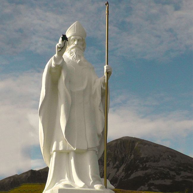 Large marble st Patrick outdoor garden statue for sale