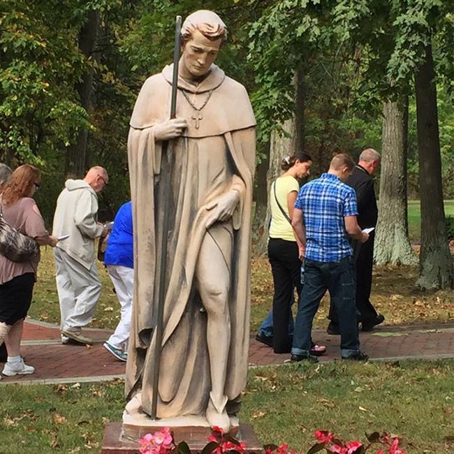 Large marble St Peregrine outdoor statue for sale