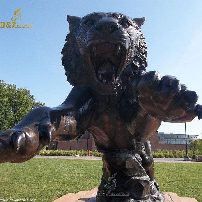 Large outdoor Towson university leaping tiger statue