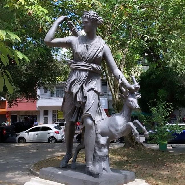 Goddess Diana the huntress bronze garden statue