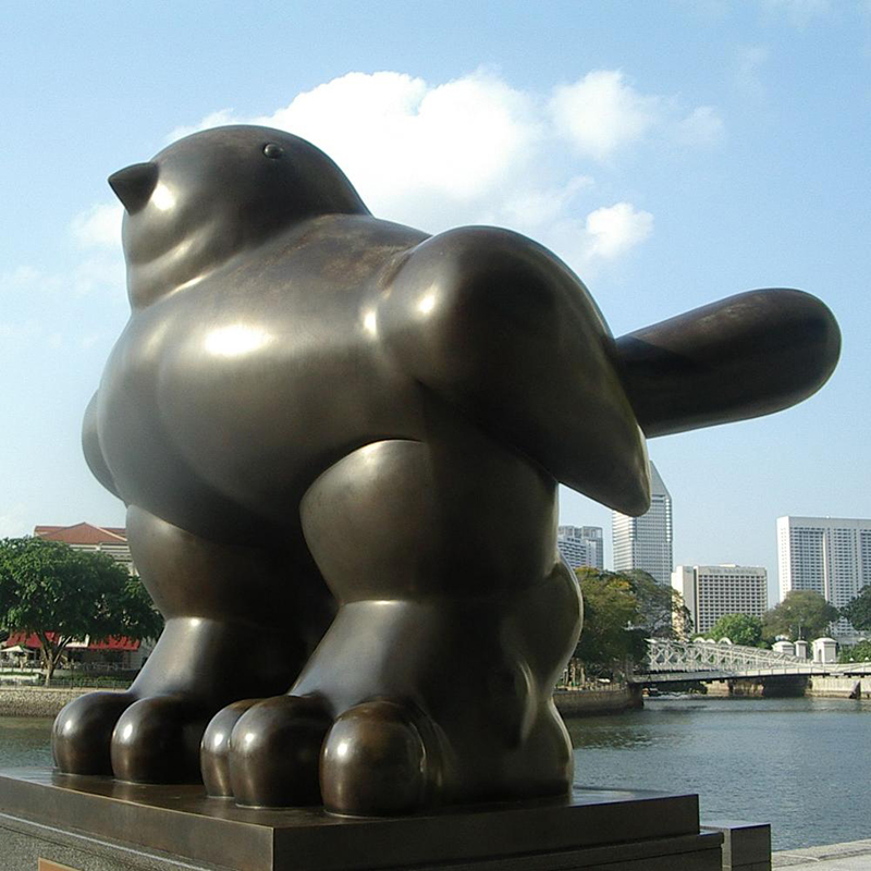 Hot design metal casting life size Botero fat bird sculpture for garden decor