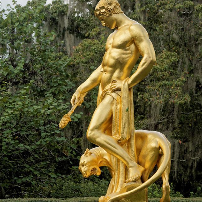 Dionysus Gilt Bronze garden statue by Edward Francis McCartan