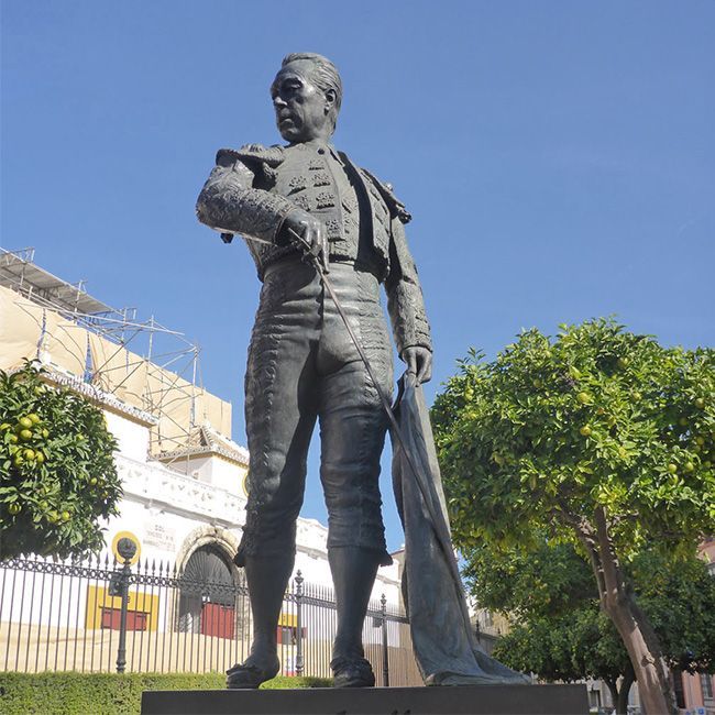 Large outdoor bronze bullfighter statue