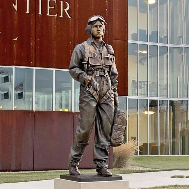 Outdoor bronze WWII Fighter Pilot statue