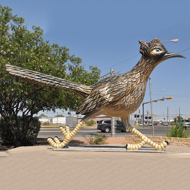 Giant roadrunner garden statue