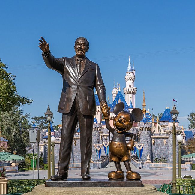 Walt Disney and Mickey Mouse partners statue replica