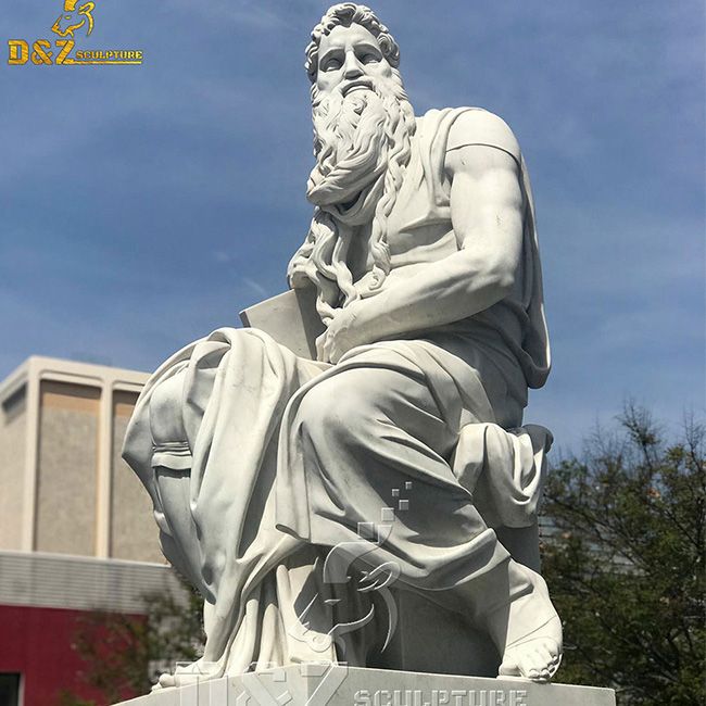 Marble Michelangelo Moses statue horns replica